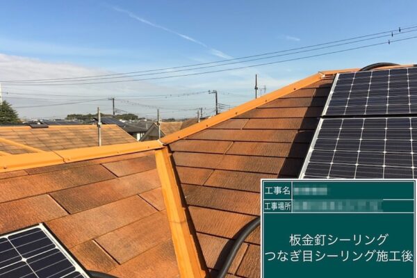 屋根棟板金の釘補修とシーリング処理を行いました｜千葉県船橋市高根台